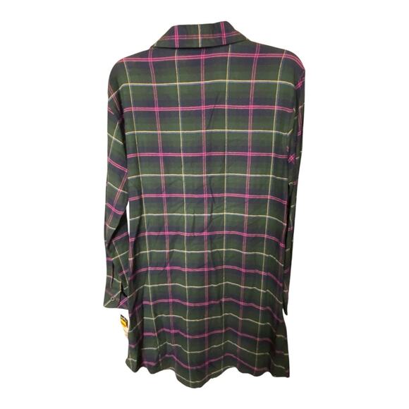 Lauren Ralph Lauren Women's XS Crest Embroidered Sleep Shirt Dress Green Plaid - Picture 4 of 6